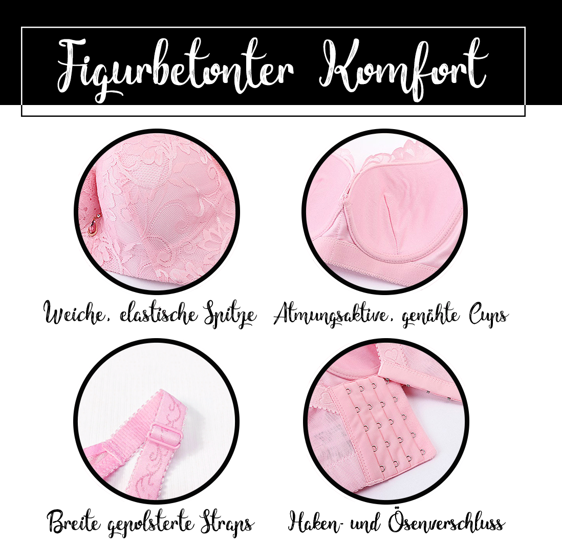 Sujetador de encaje floral con efecto push de Wieblumen™