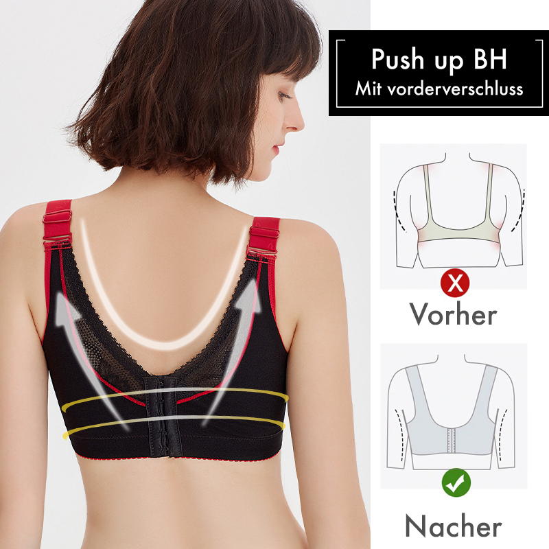 Push-up-BH mit V-Ausschnitt und Vorderverschluss 