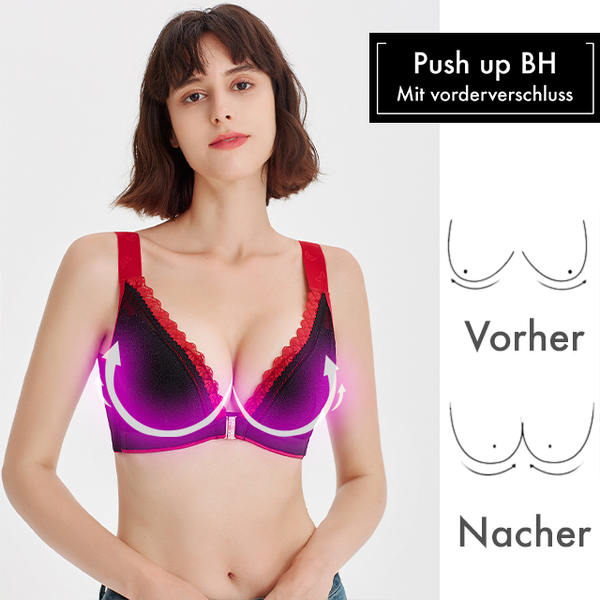 V-neck push-up bra with front closure 