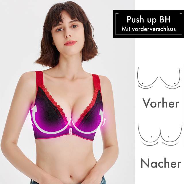 V-neck push-up bra with front closure