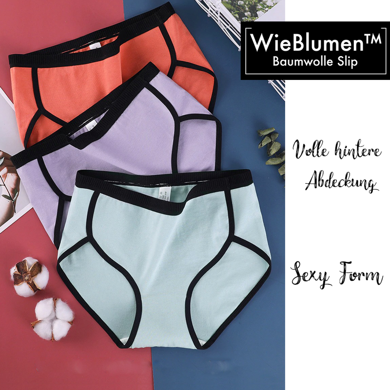 WieBlumen Damen Slips Soft Baumwolle 3er Pack