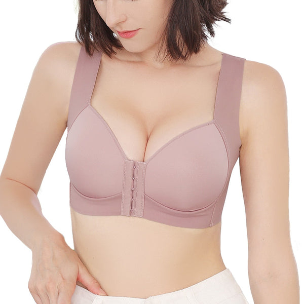 V-neck push-up bra with front closure