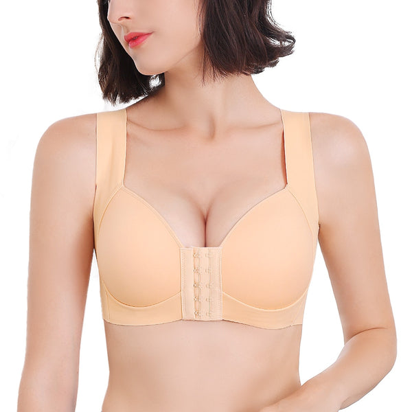 V-neck push-up bra with front closure