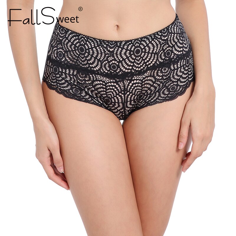 FallSweet Höschen in Übergröße für Damen, sexy Spitzenunterwäsche, hohe Taille, Slips, L bis 4XL