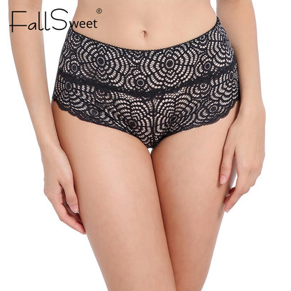 FallSweet Höschen in Übergröße für Damen, sexy Spitzenunterwäsche, hohe Taille, Slips, L bis 4XL