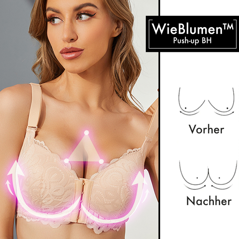 Front closure push up bra with removable straps 