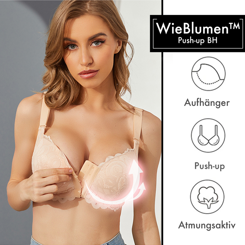 Front closure push up bra with removable straps 